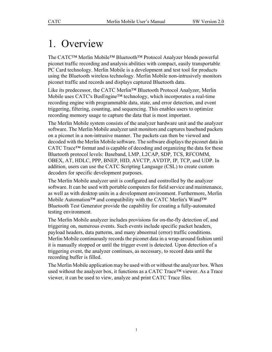 Overview, Chapter 1 overview | Teledyne LeCroy Merlin Mobile - Users Manual User Manual | Page 9 / 172
