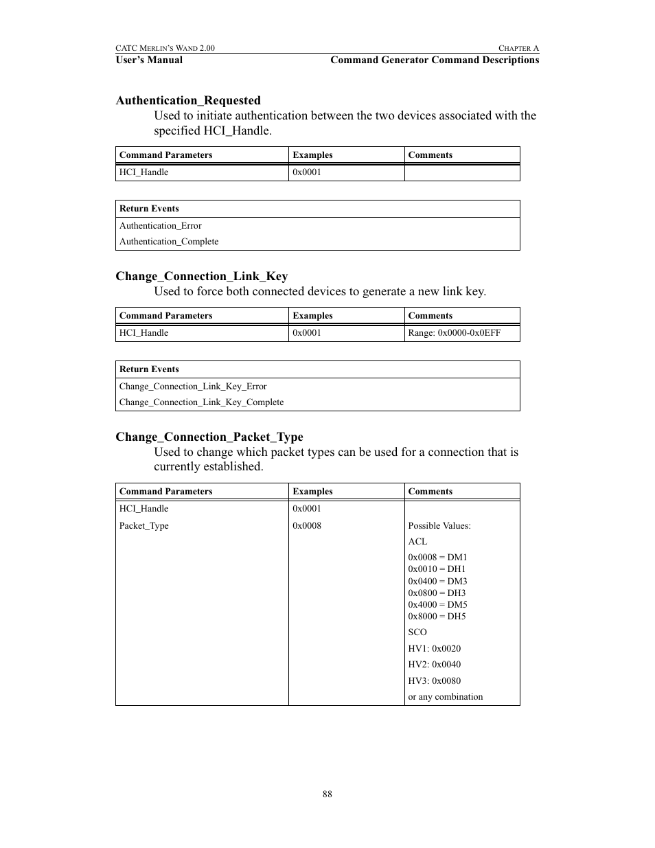 Authentication_requested, Change_connection_link_key, Change_connection_packet_type | Teledyne LeCroy Merlins Wand - Users Manual User Manual | Page 104 / 298