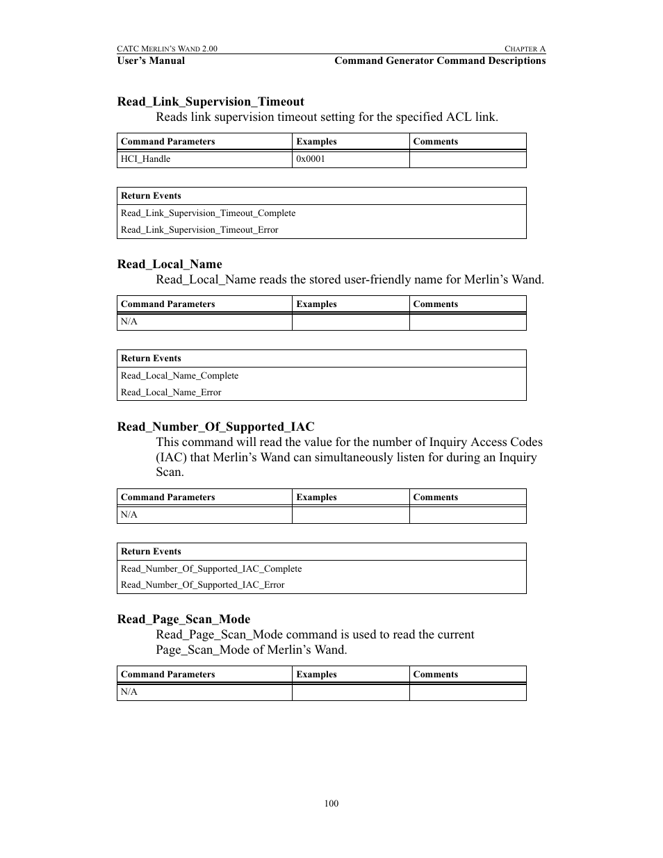 Read_link_supervision_timeout, Read_local_name, Read_number_of_supported_iac | Teledyne LeCroy Merlins Wand - Users Manual User Manual | Page 116 / 298