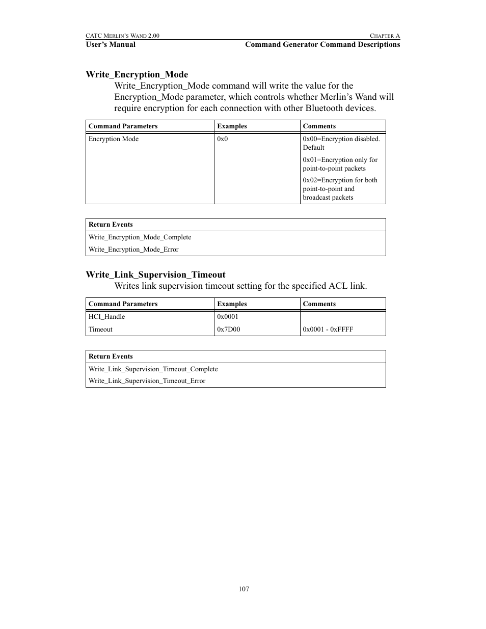 Write_encryption_mode, Write_link_supervision_timeout | Teledyne LeCroy Merlins Wand - Users Manual User Manual | Page 123 / 298