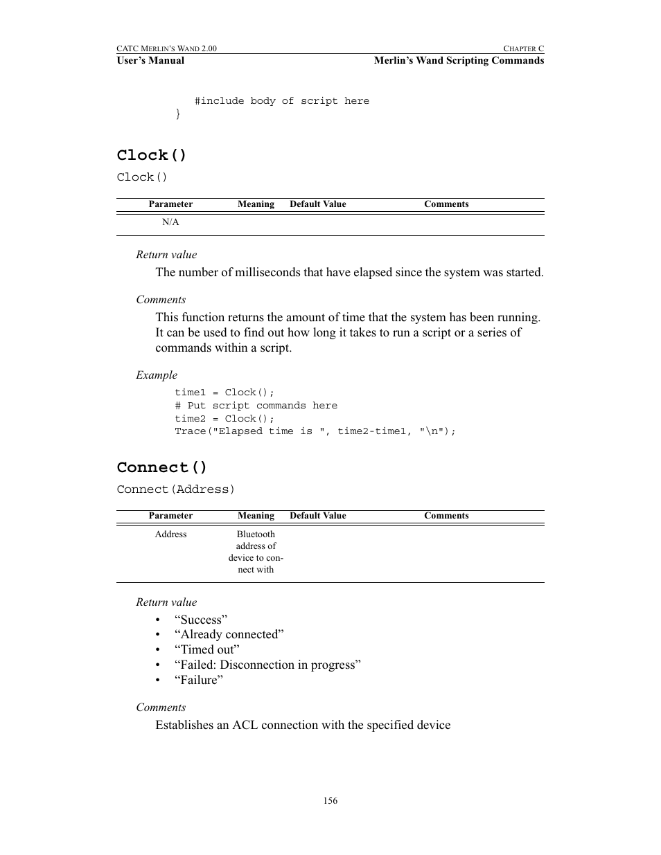 Clock(), Connect(), Clock() connect() | Teledyne LeCroy Merlins Wand - Users Manual User Manual | Page 172 / 298