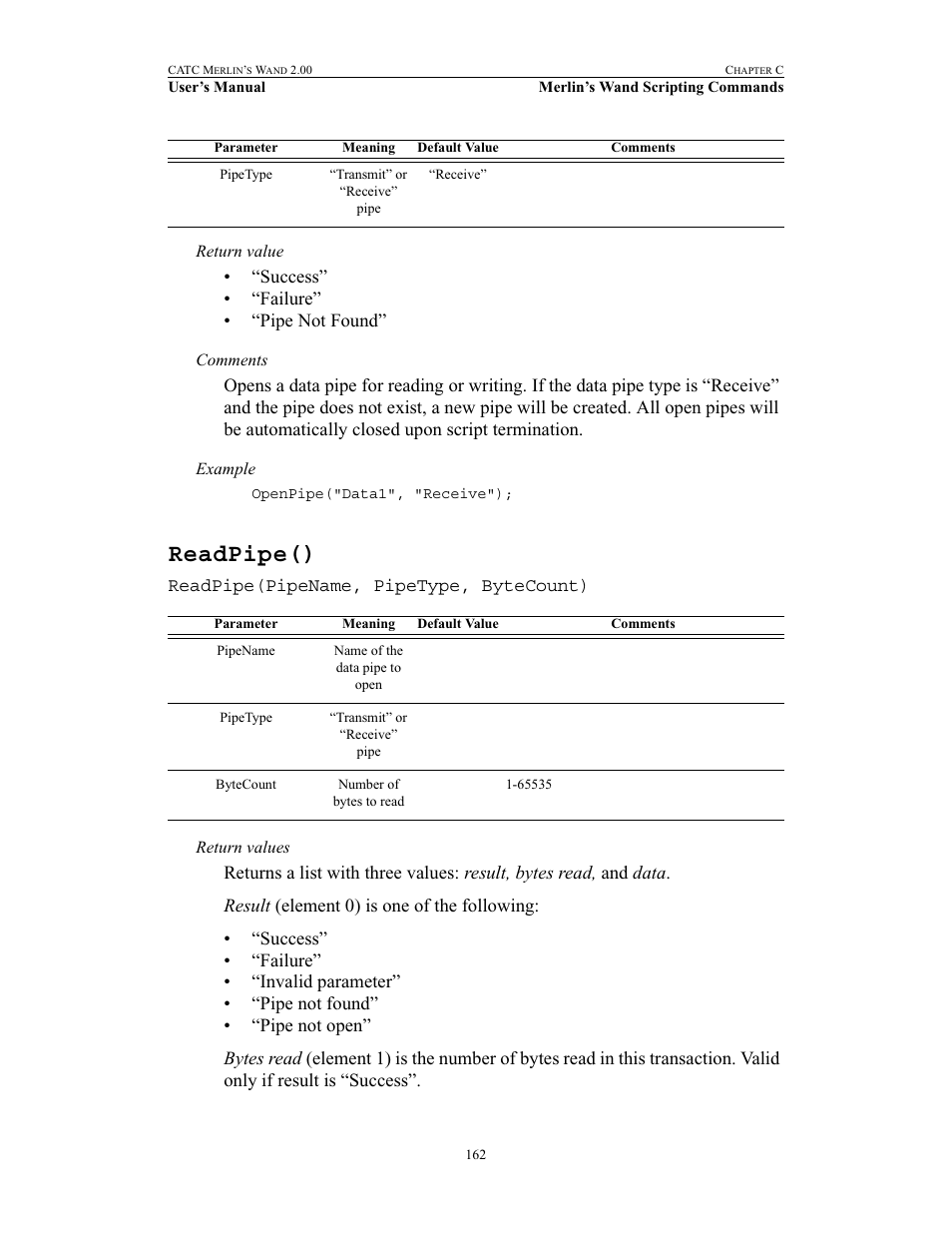 Readpipe() | Teledyne LeCroy Merlins Wand - Users Manual User Manual | Page 178 / 298