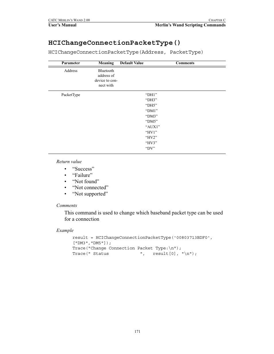 Hcichangeconnectionpackettype() | Teledyne LeCroy Merlins Wand - Users Manual User Manual | Page 187 / 298