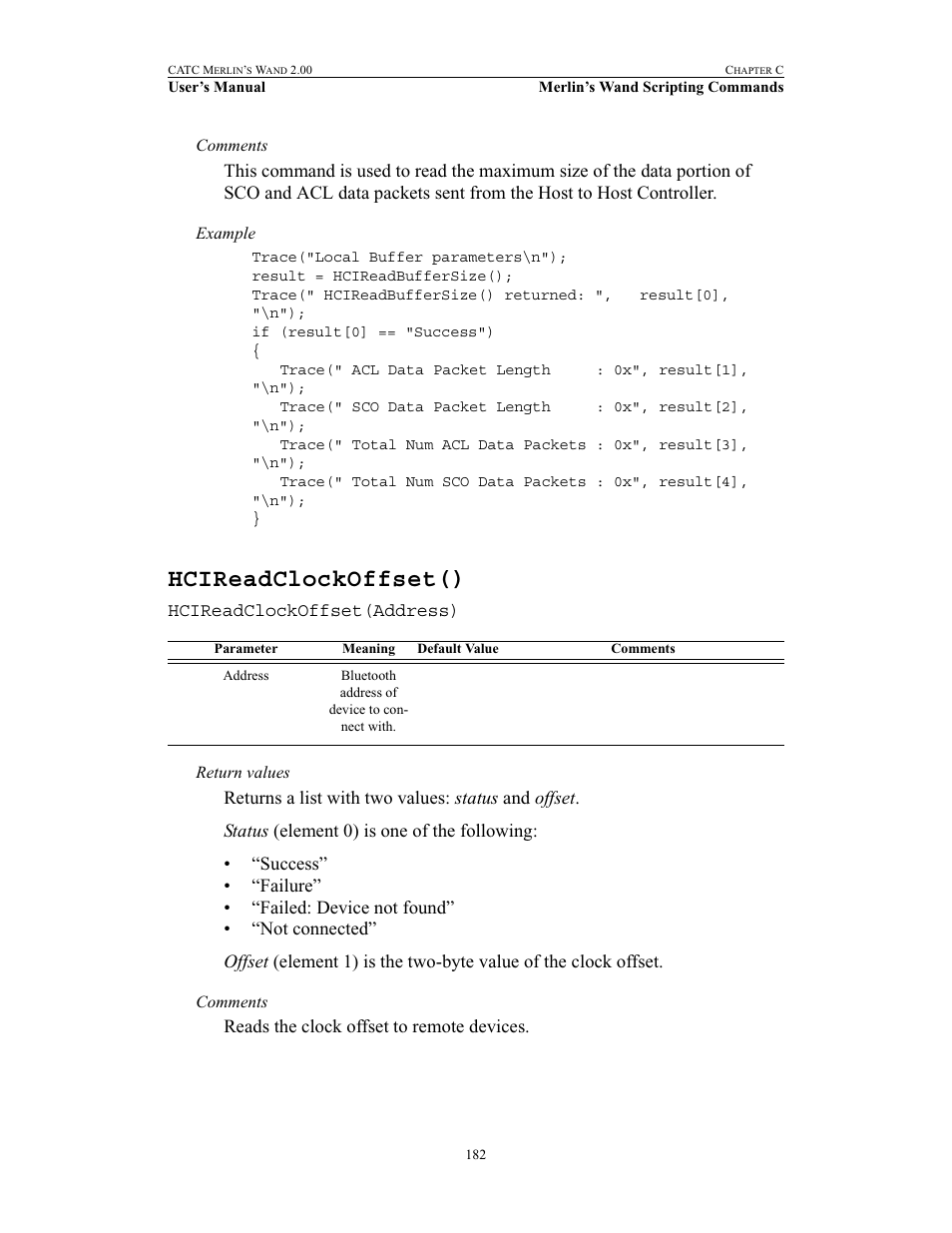 Hcireadclockoffset() | Teledyne LeCroy Merlins Wand - Users Manual User Manual | Page 198 / 298