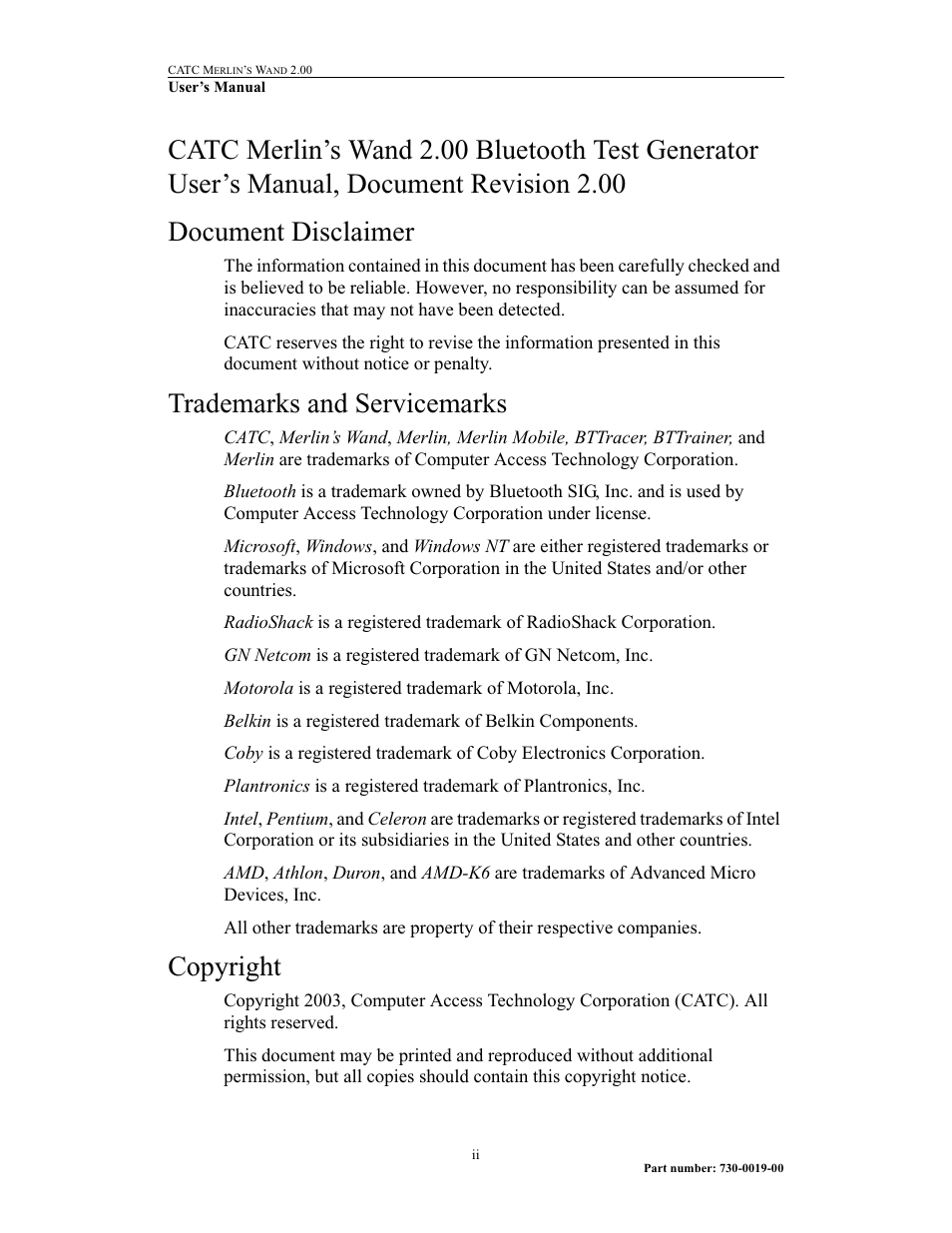 Document disclaimer, Trademarks and servicemarks, Copyright | Teledyne LeCroy Merlins Wand - Users Manual User Manual | Page 2 / 298