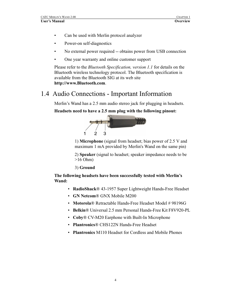 4 audio connections - important information, Audio connections - important information | Teledyne LeCroy Merlins Wand - Users Manual User Manual | Page 20 / 298