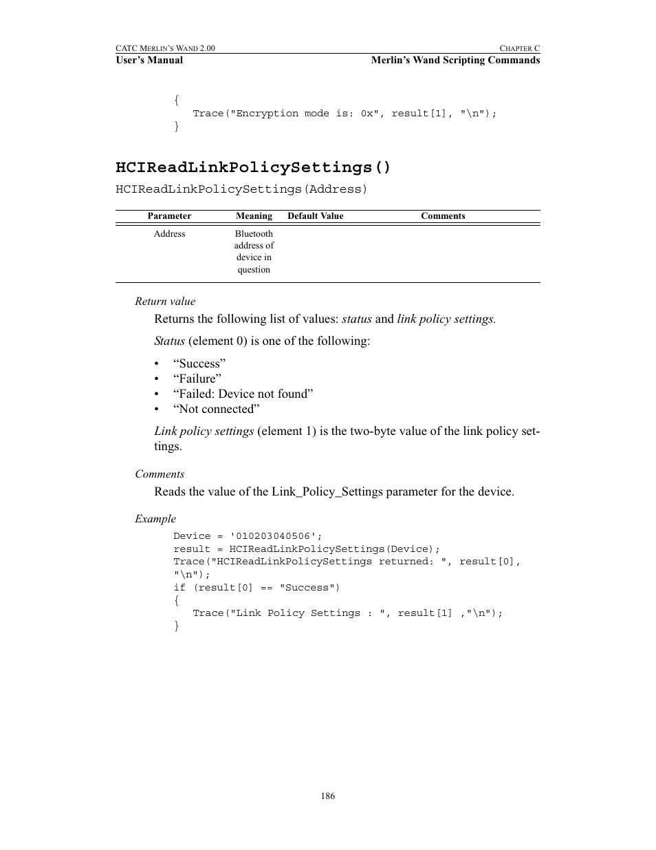 Hcireadlinkpolicysettings() | Teledyne LeCroy Merlins Wand - Users Manual User Manual | Page 202 / 298