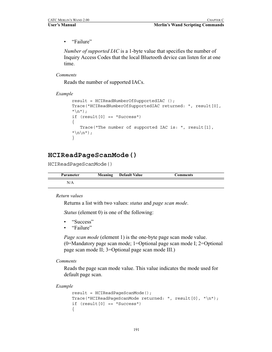 Hcireadpagescanmode() | Teledyne LeCroy Merlins Wand - Users Manual User Manual | Page 207 / 298