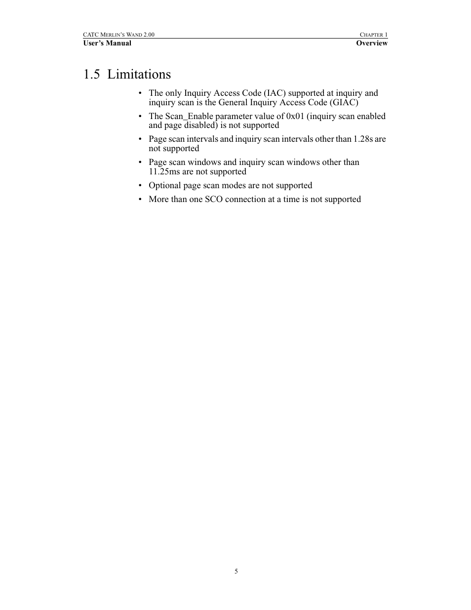 5 limitations, Limitations | Teledyne LeCroy Merlins Wand - Users Manual User Manual | Page 21 / 298
