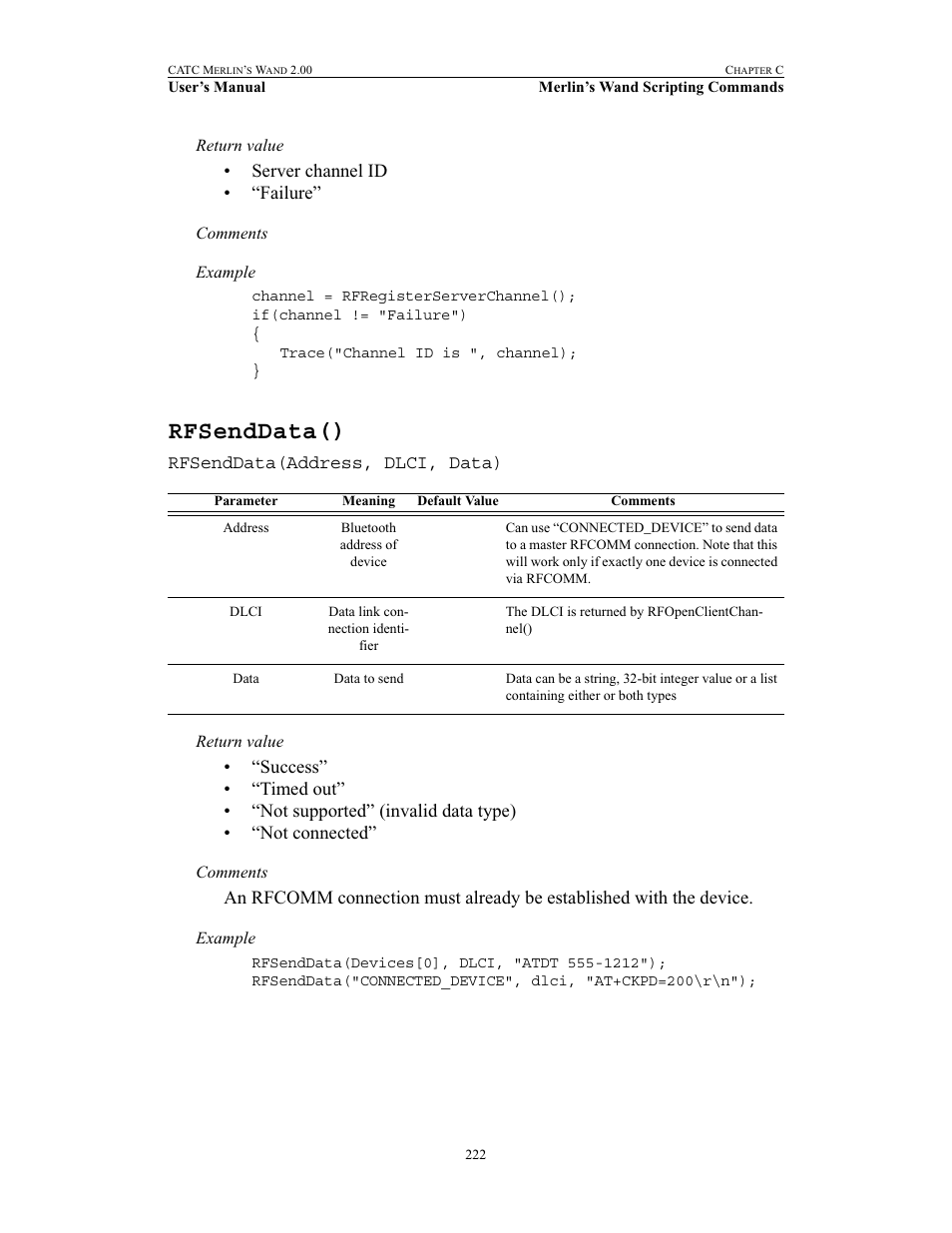 Rfsenddata() | Teledyne LeCroy Merlins Wand - Users Manual User Manual | Page 238 / 298