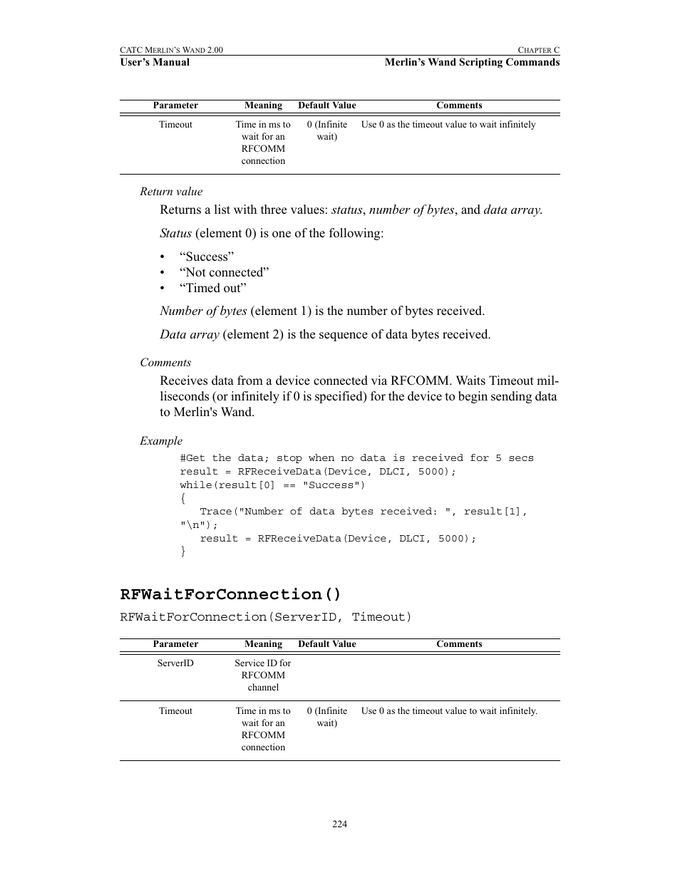 Rfwaitforconnection() | Teledyne LeCroy Merlins Wand - Users Manual User Manual | Page 240 / 298