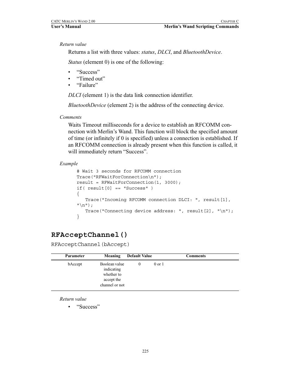 Rfacceptchannel() | Teledyne LeCroy Merlins Wand - Users Manual User Manual | Page 241 / 298