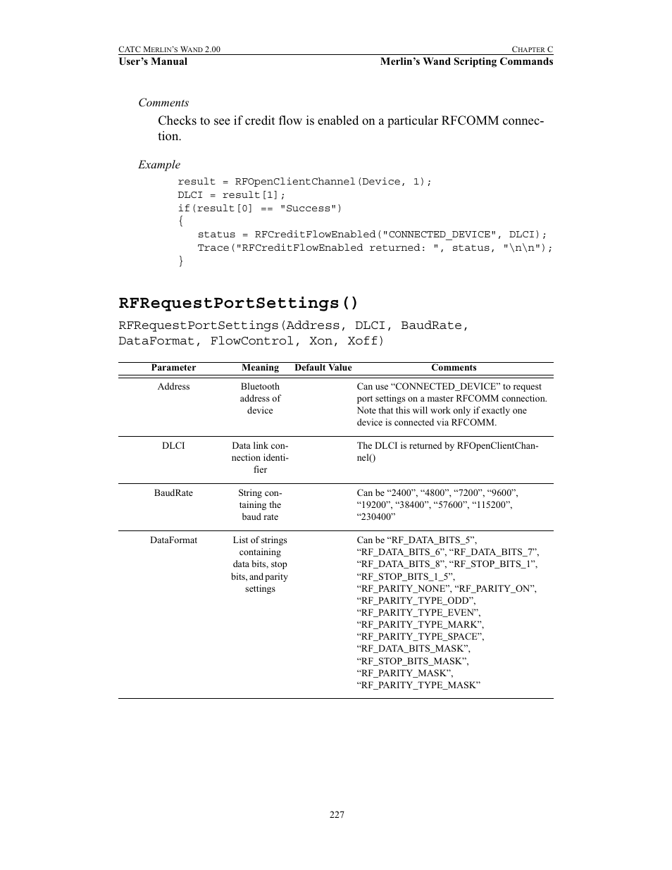 Rfrequestportsettings() | Teledyne LeCroy Merlins Wand - Users Manual User Manual | Page 243 / 298