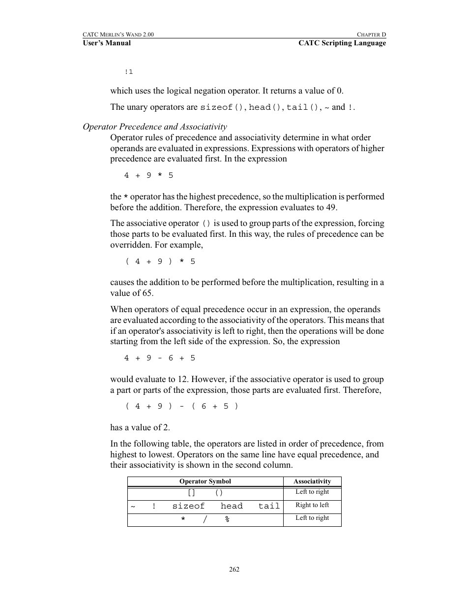 Operator precedence and associativity | Teledyne LeCroy Merlins Wand - Users Manual User Manual | Page 278 / 298