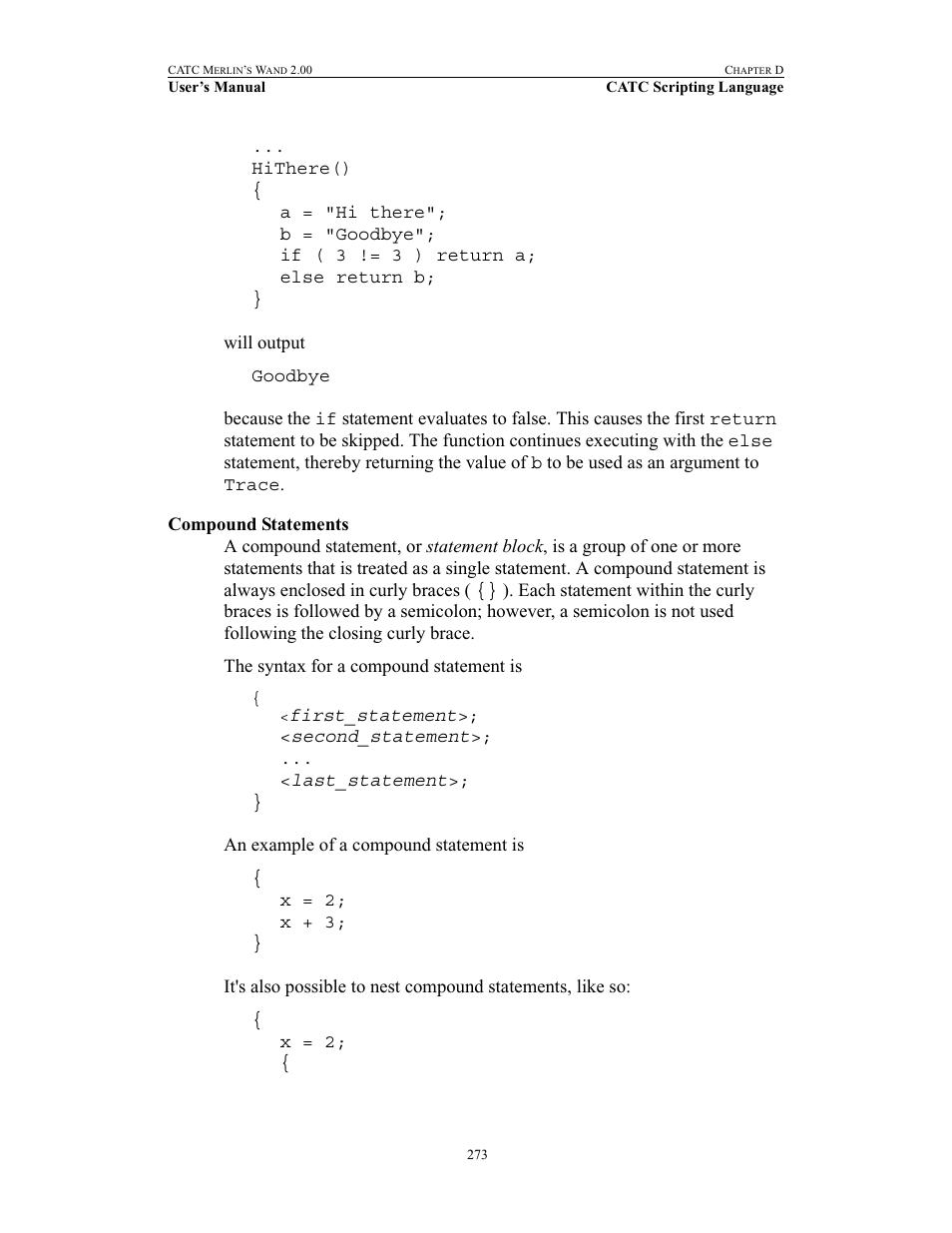 Compound statements | Teledyne LeCroy Merlins Wand - Users Manual User Manual | Page 289 / 298