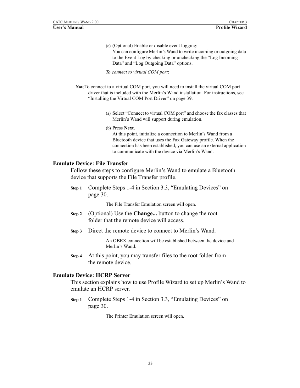 Emulate device: file transfer, Emulate device: hcrp server | Teledyne LeCroy Merlins Wand - Users Manual User Manual | Page 49 / 298