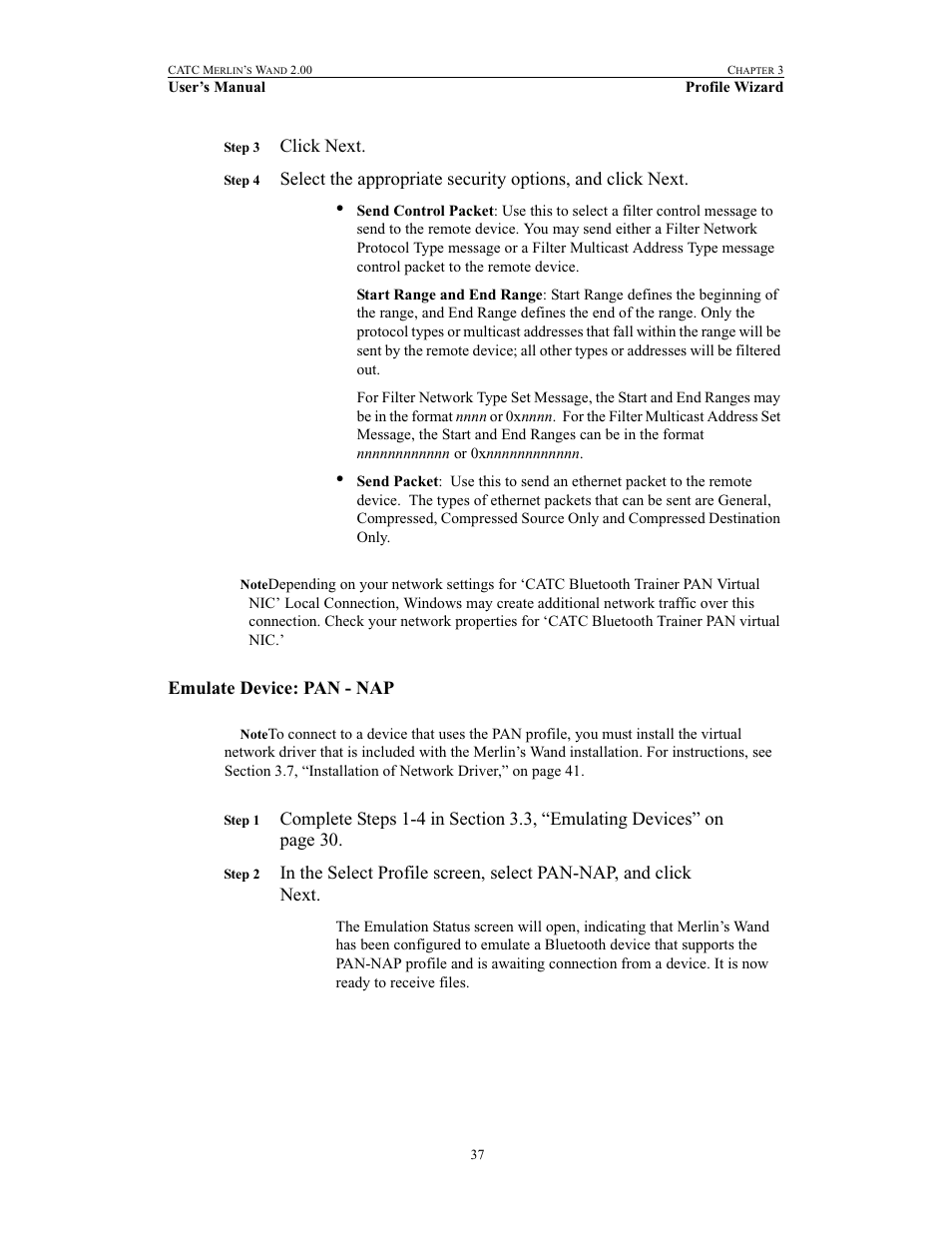 Emulate device: pan - nap, Click next | Teledyne LeCroy Merlins Wand - Users Manual User Manual | Page 53 / 298