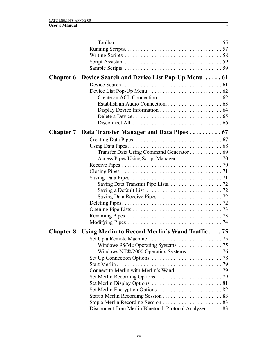 Chapter 7 data transfer manager and data pipes | Teledyne LeCroy Merlins Wand - Users Manual User Manual | Page 7 / 298