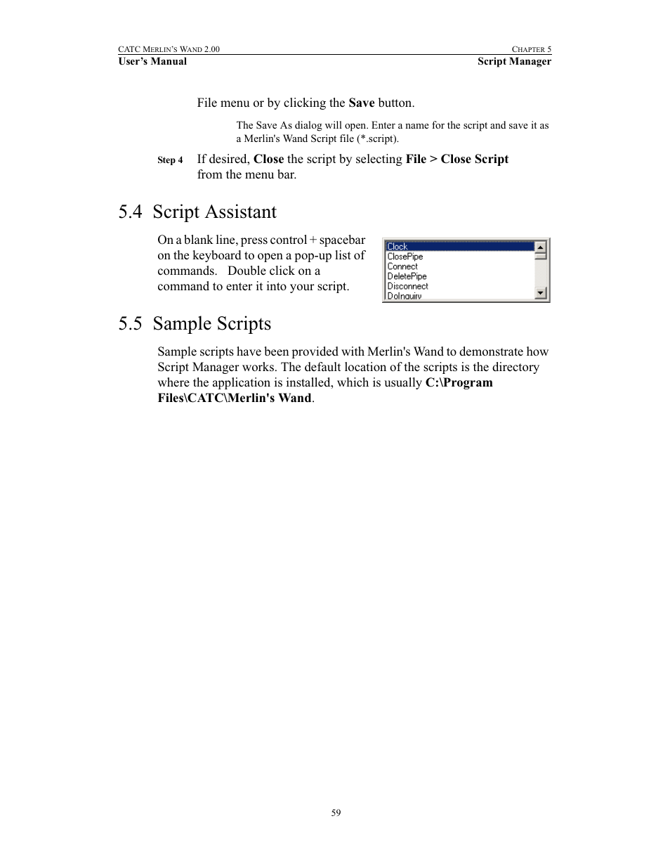 4 script assistant, 5 sample scripts, Script assistant sample scripts | Teledyne LeCroy Merlins Wand - Users Manual User Manual | Page 75 / 298