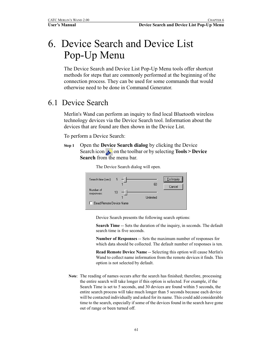 Device search and device list pop-up menu, 1 device search, Device search | Teledyne LeCroy Merlins Wand - Users Manual User Manual | Page 77 / 298