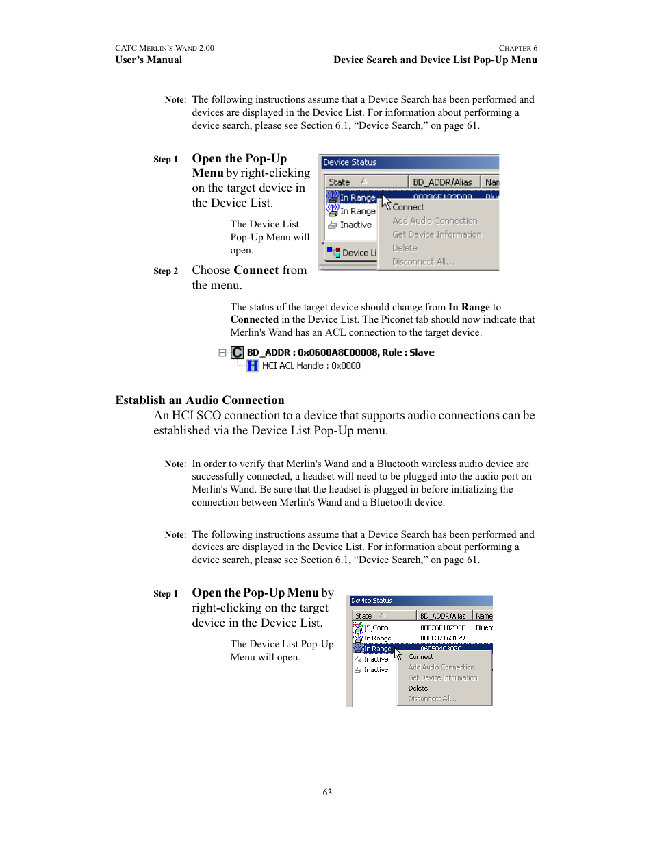Establish an audio connection, Choose connect from the menu | Teledyne LeCroy Merlins Wand - Users Manual User Manual | Page 79 / 298