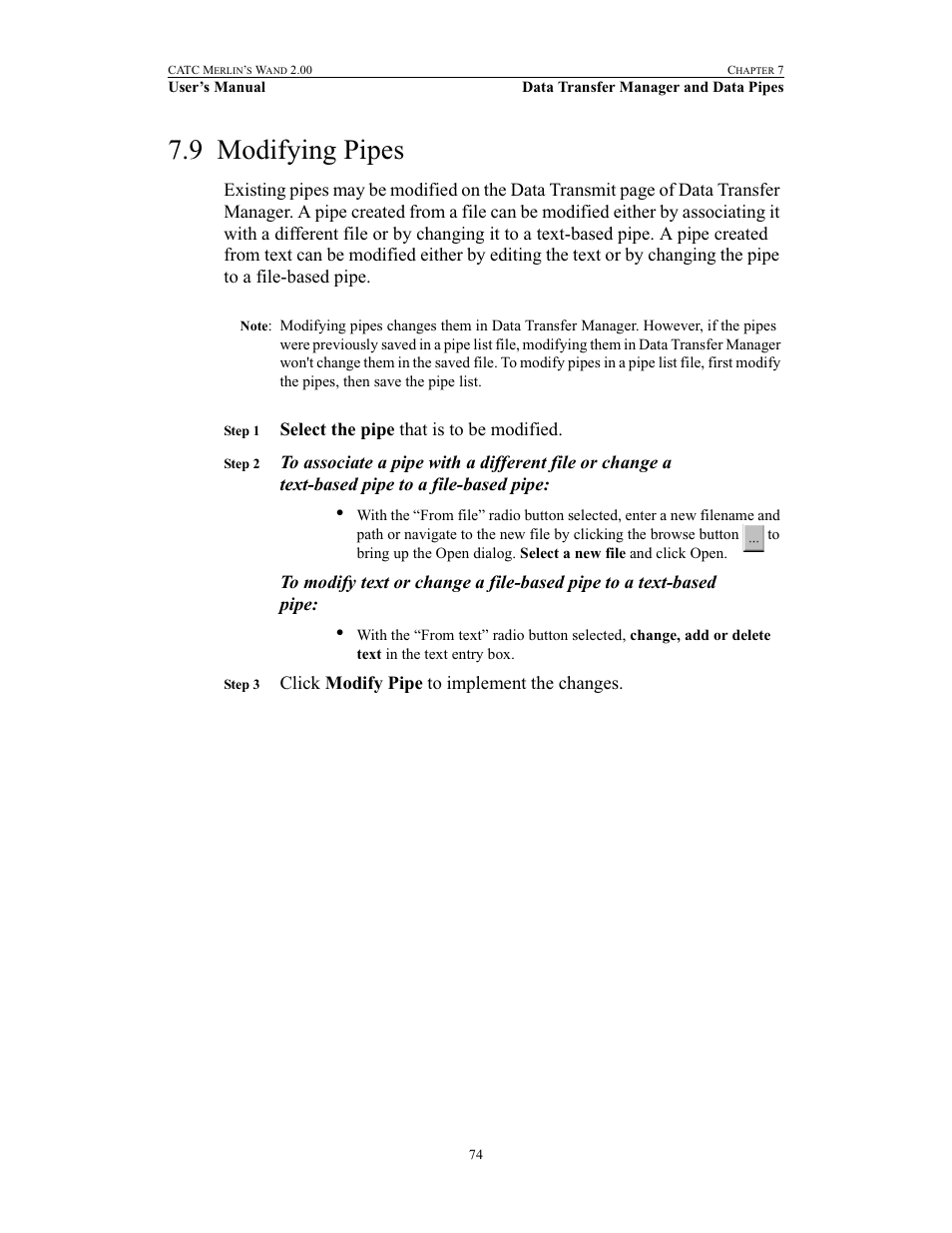 9 modifying pipes, Modifying pipes | Teledyne LeCroy Merlins Wand - Users Manual User Manual | Page 90 / 298