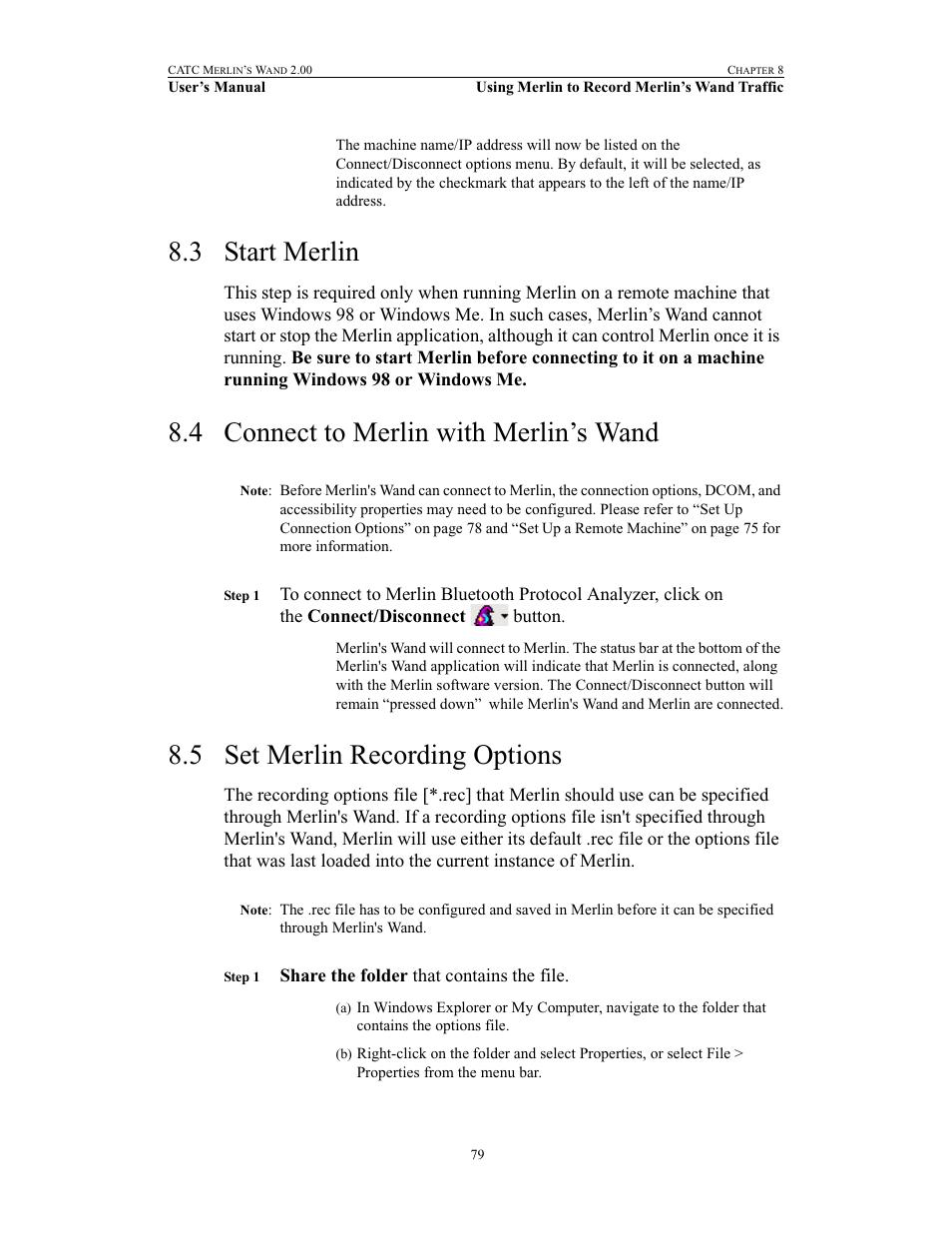 3 start merlin, 4 connect to merlin with merlin’s wand, 5 set merlin recording options | Teledyne LeCroy Merlins Wand - Users Manual User Manual | Page 95 / 298