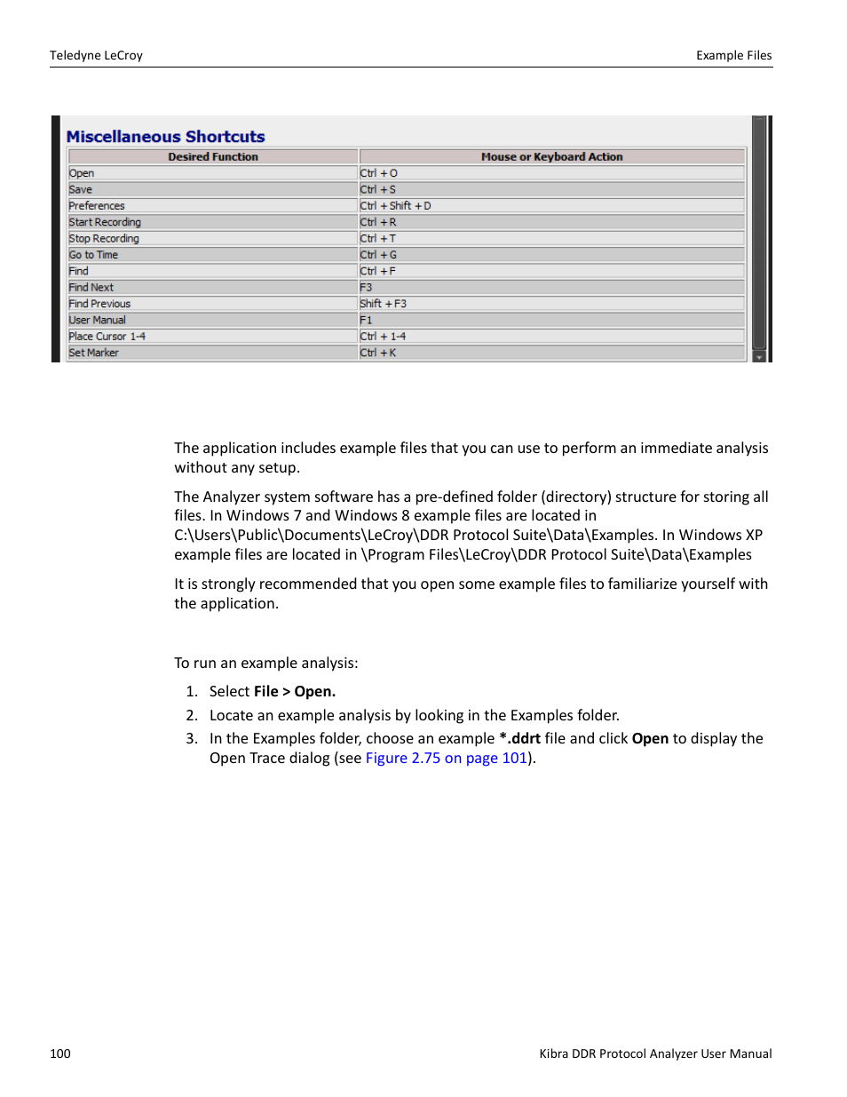 27 example files, Run a sample analysis | Teledyne LeCroy Kibra DDR User Manual | Page 102 / 178