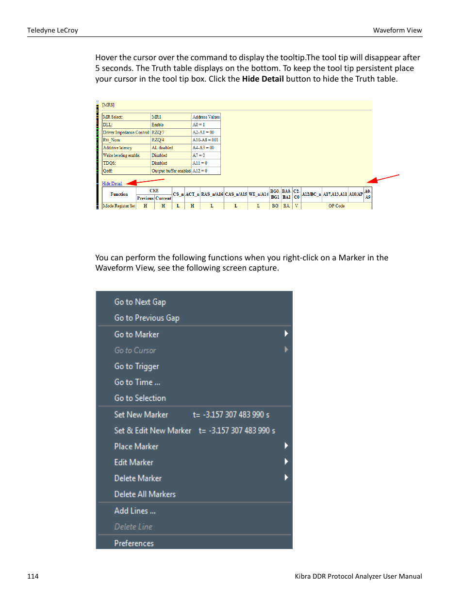 13 right-click functionality in waveform view | Teledyne LeCroy Kibra DDR User Manual | Page 116 / 178