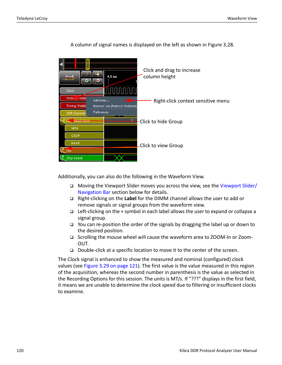 Signal names column | Teledyne LeCroy Kibra DDR User Manual | Page 122 / 178