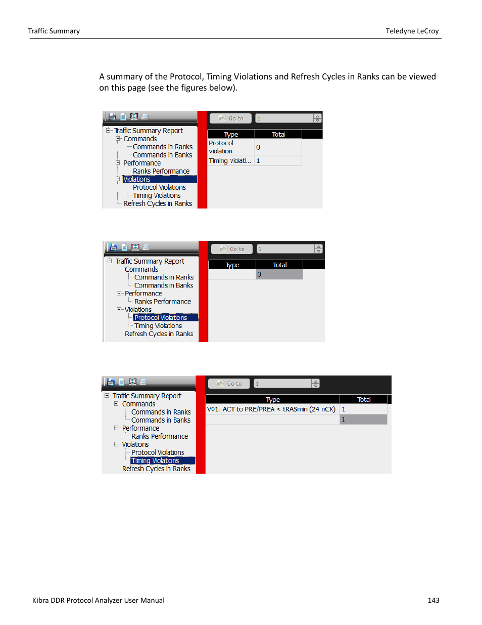 Traffic summary - violations | Teledyne LeCroy Kibra DDR User Manual | Page 145 / 178