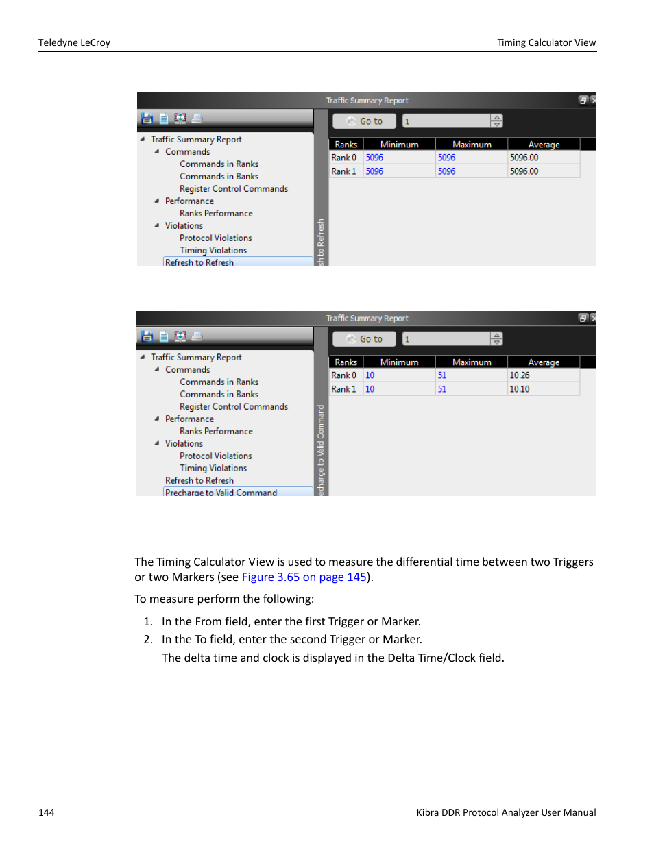 7 timing calculator view, Timing calcula, See “timing calculator view | Teledyne LeCroy Kibra DDR User Manual | Page 146 / 178
