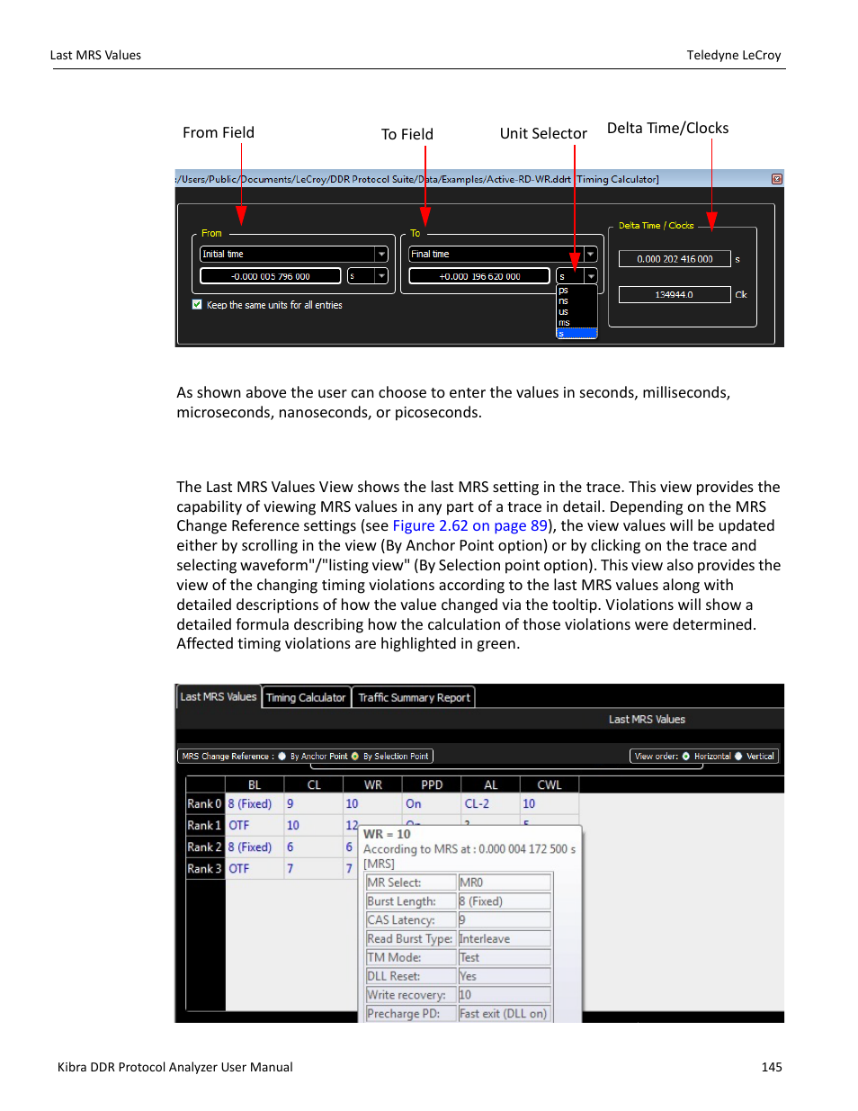8 last mrs values, Last mrs values” on | Teledyne LeCroy Kibra DDR User Manual | Page 147 / 178
