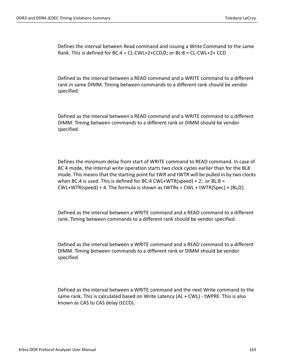 15 v15 - trtw read to write delay (same rank) | Teledyne LeCroy Kibra DDR User Manual | Page 165 / 178