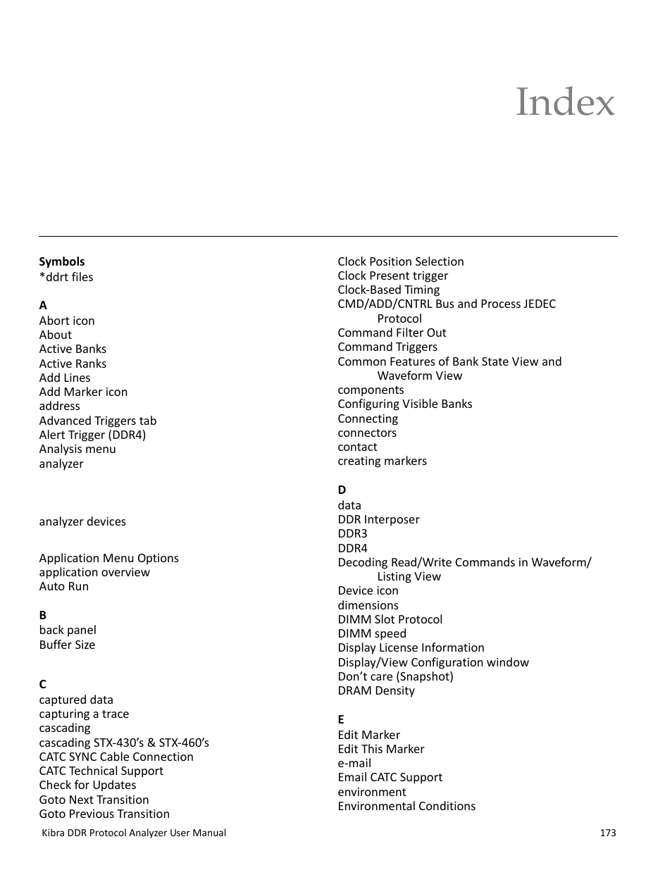 Index | Teledyne LeCroy Kibra DDR User Manual | Page 175 / 178