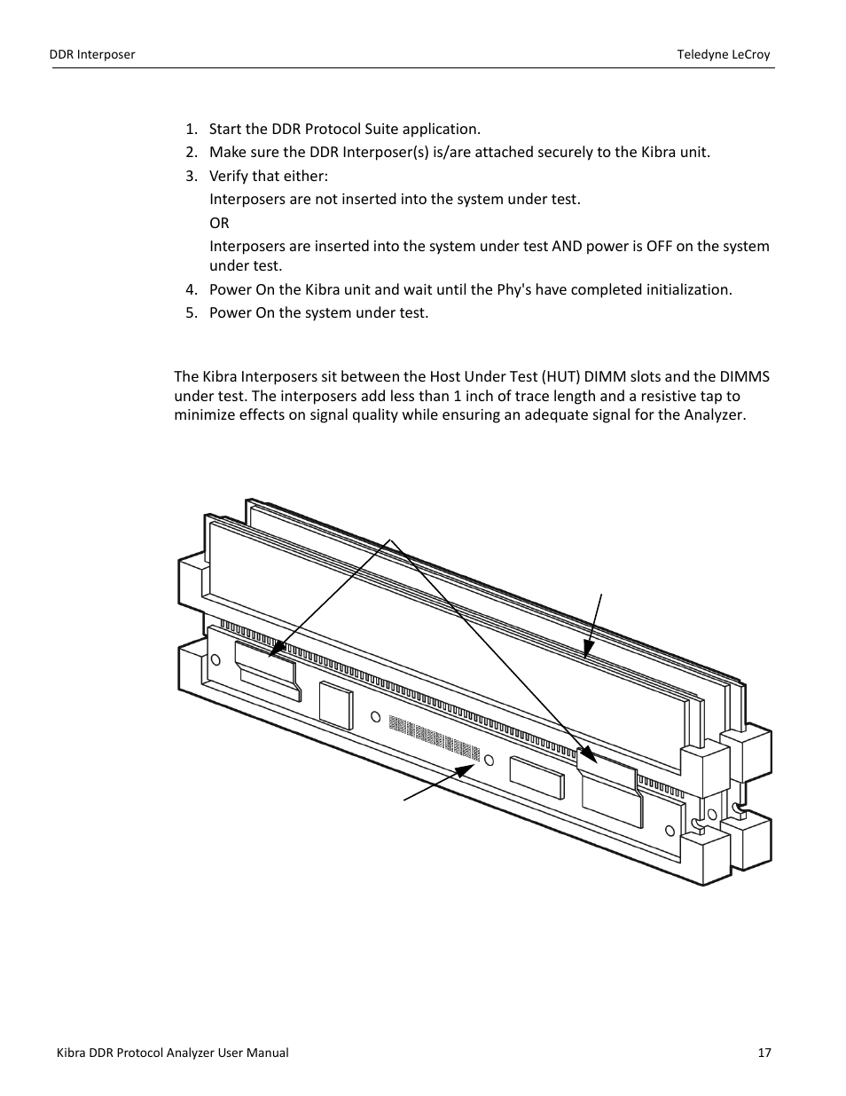 Power on procedure, 5 ddr interposer | Teledyne LeCroy Kibra DDR User Manual | Page 19 / 178