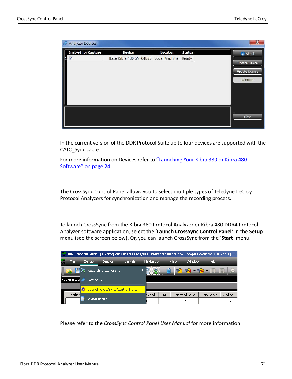 8 crosssync control panel, 1 launching the crosssync control panel | Teledyne LeCroy Kibra DDR User Manual | Page 73 / 178