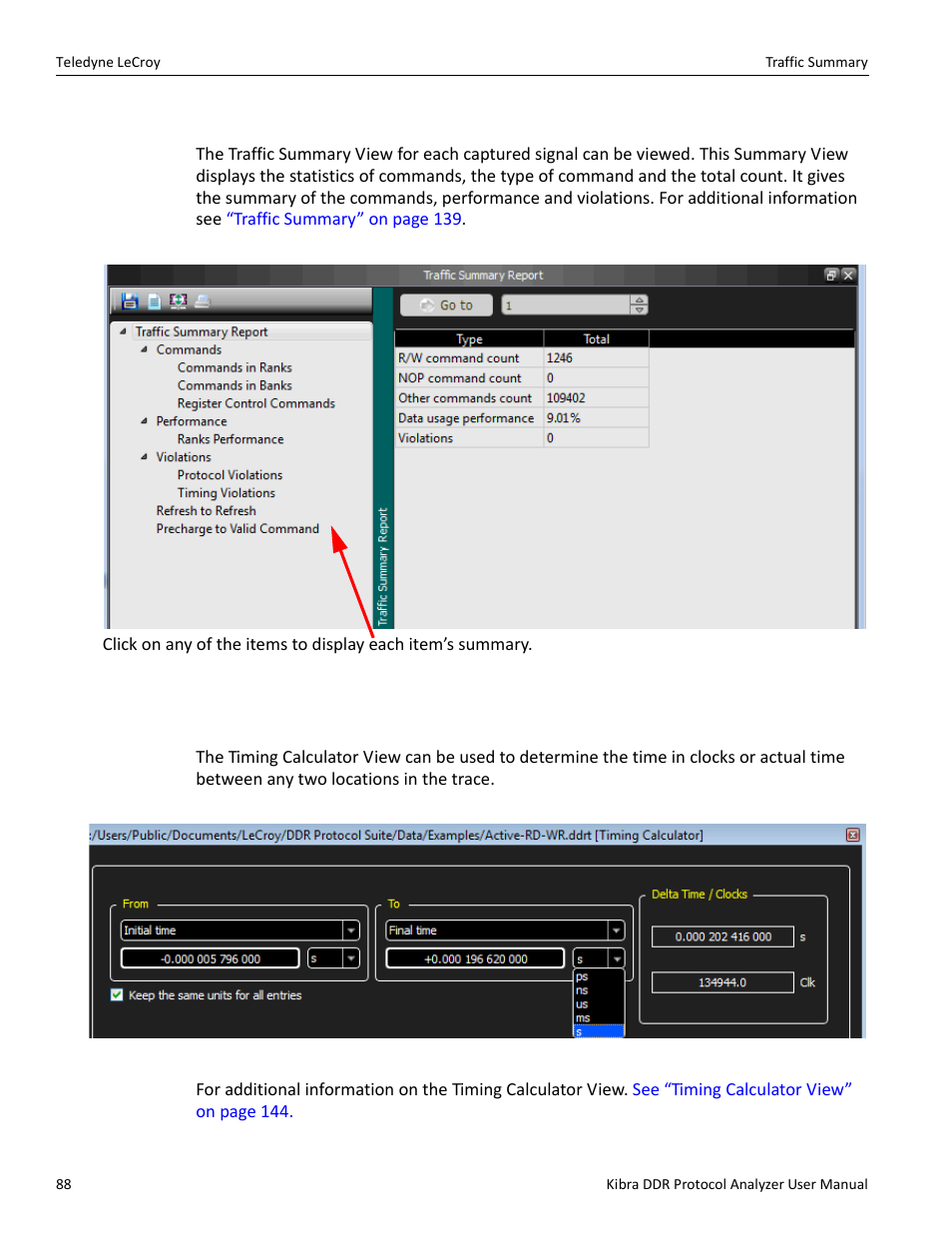 17 traffic summary, 18 timing calculator view | Teledyne LeCroy Kibra DDR User Manual | Page 90 / 178