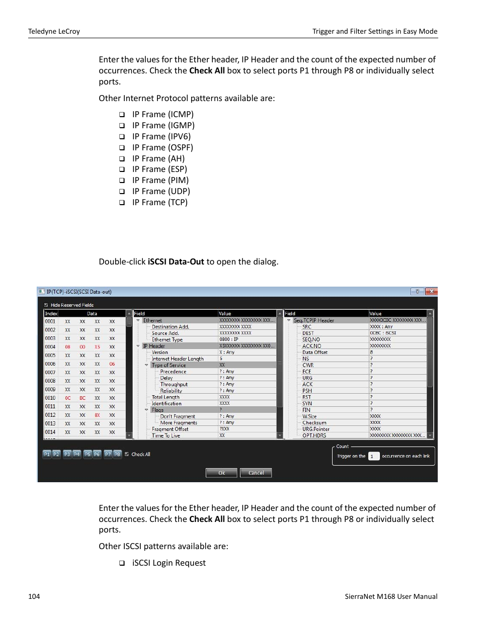 12 iscsi pattern, Initiator pdu | Teledyne LeCroy SierraNet M168 User Manual Ver.1.50 User Manual | Page 106 / 248