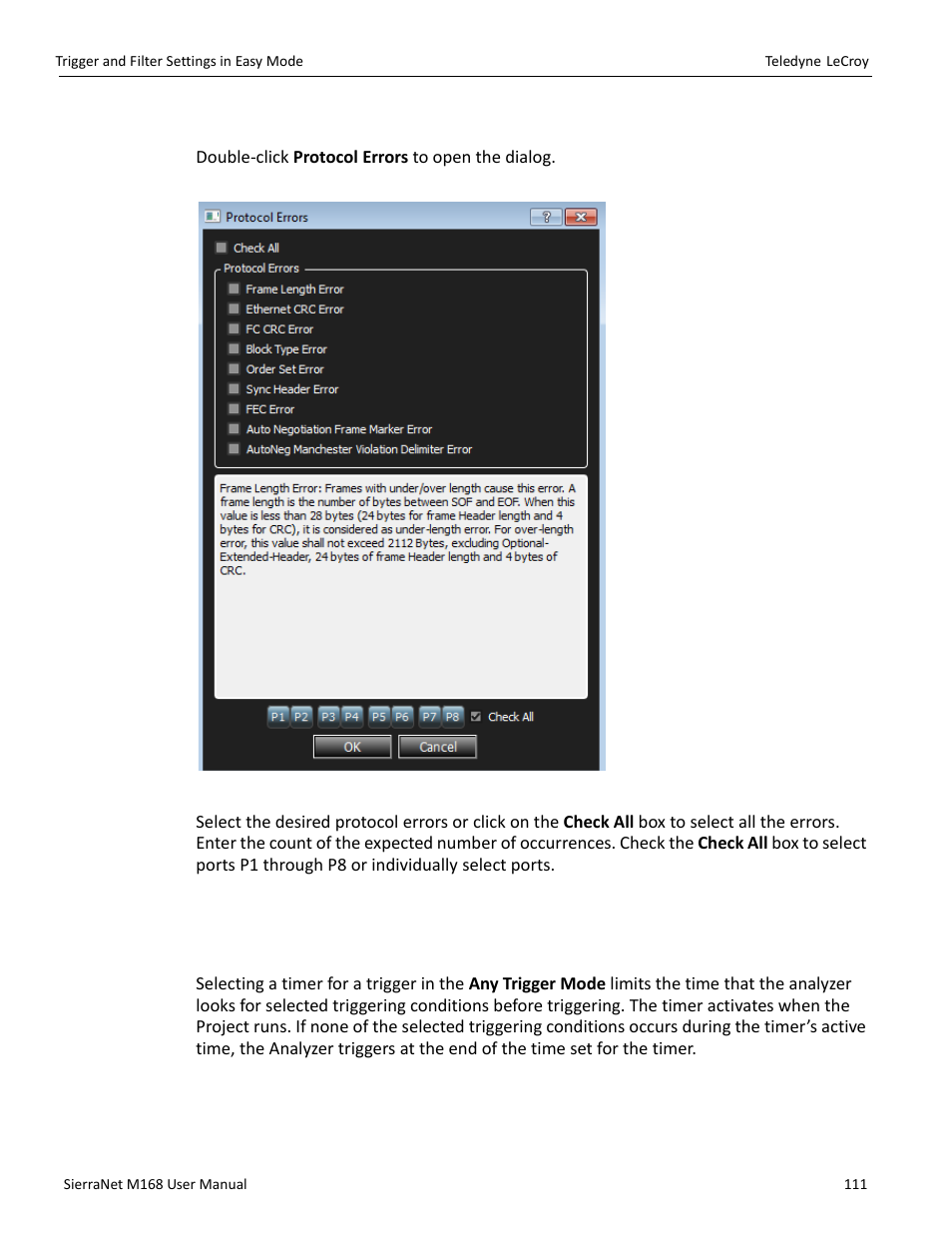 20 protocol errors, 21 fc patterns (easy mode), Timers/external | Teledyne LeCroy SierraNet M168 User Manual Ver.1.50 User Manual | Page 113 / 248