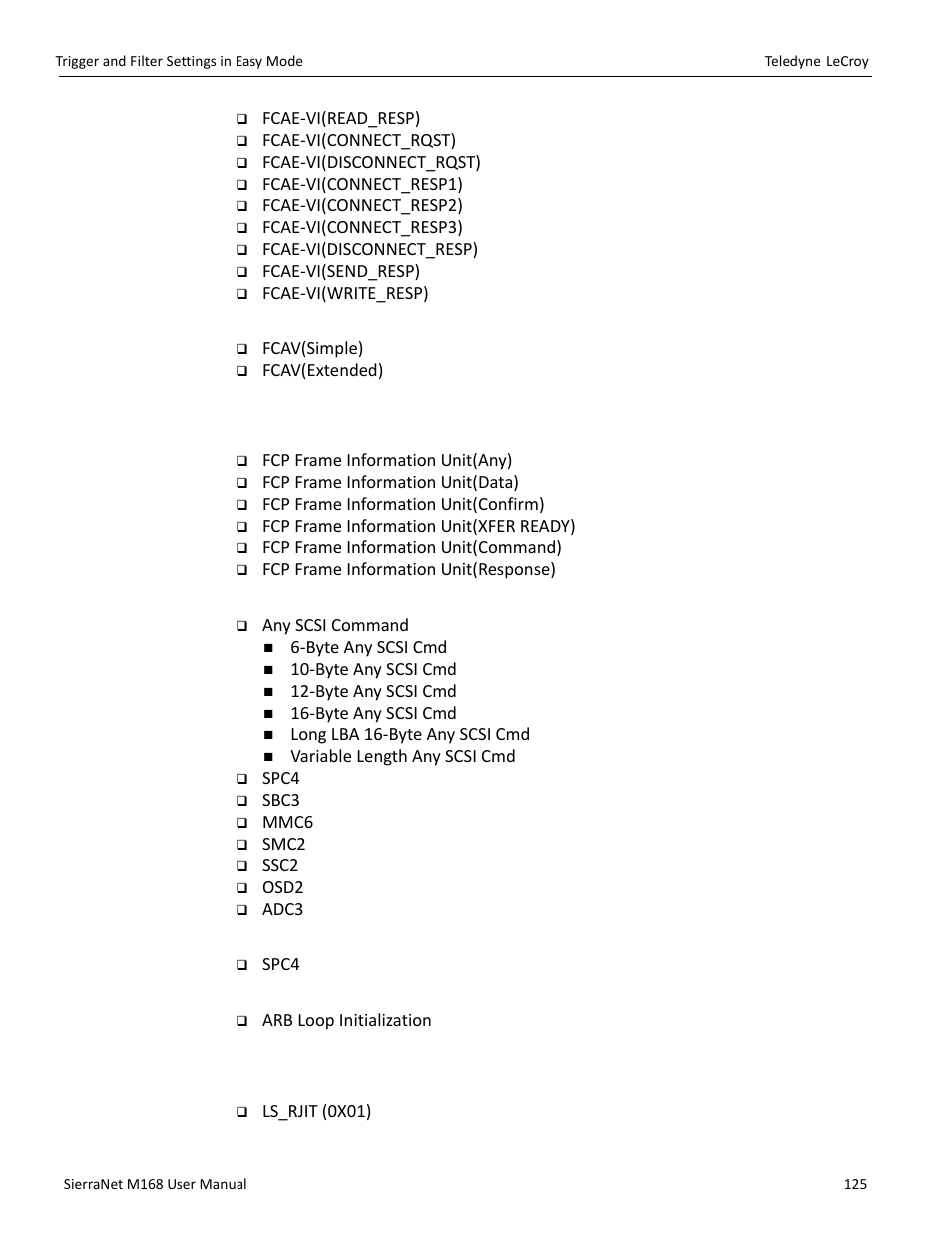 Fcav patterns, Vsan patterns | Teledyne LeCroy SierraNet M168 User Manual Ver.1.50 User Manual | Page 127 / 248