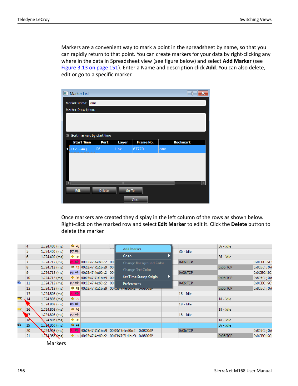 Markers | Teledyne LeCroy SierraNet M168 User Manual Ver.1.50 User Manual | Page 158 / 248
