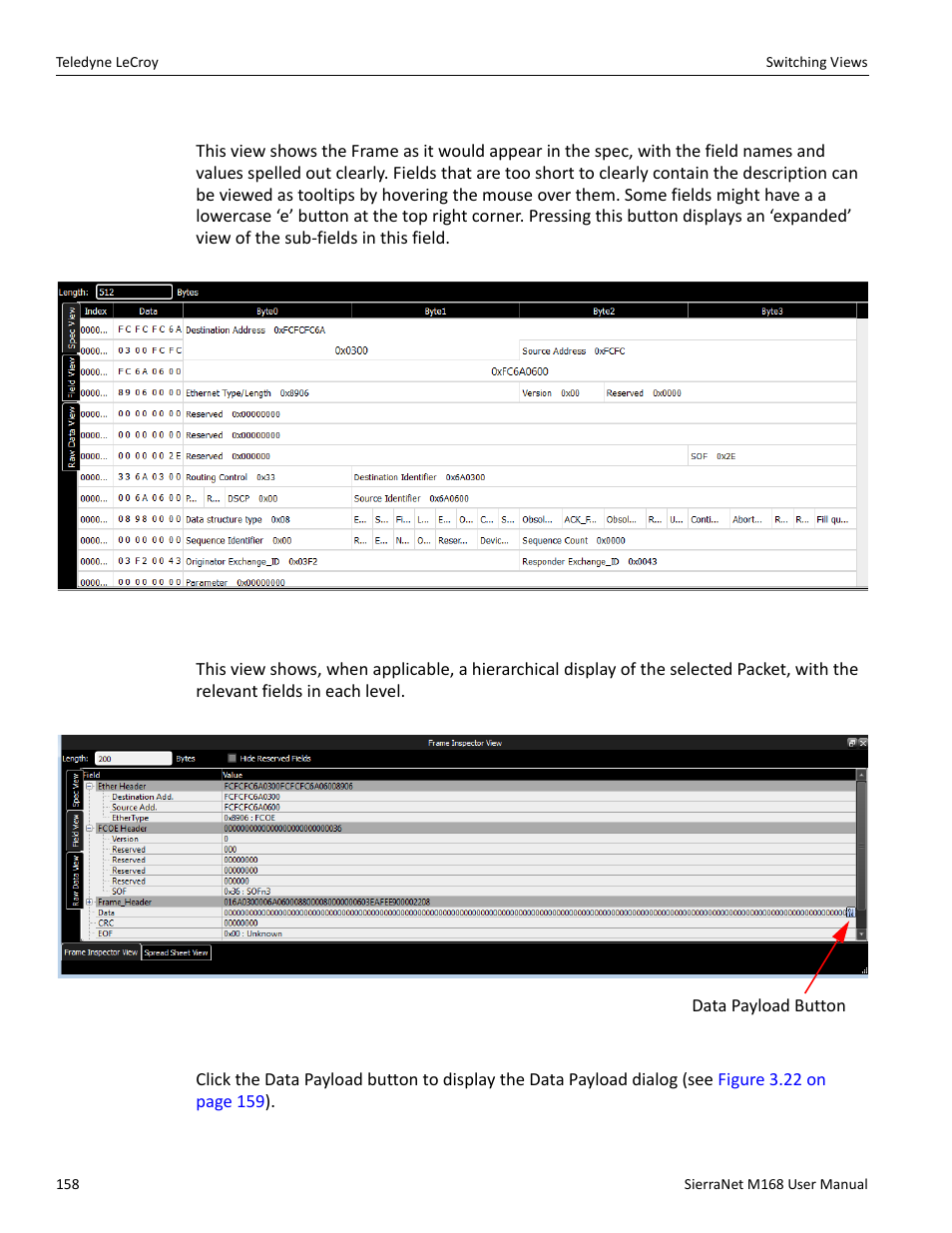 Spec view, Field view | Teledyne LeCroy SierraNet M168 User Manual Ver.1.50 User Manual | Page 160 / 248