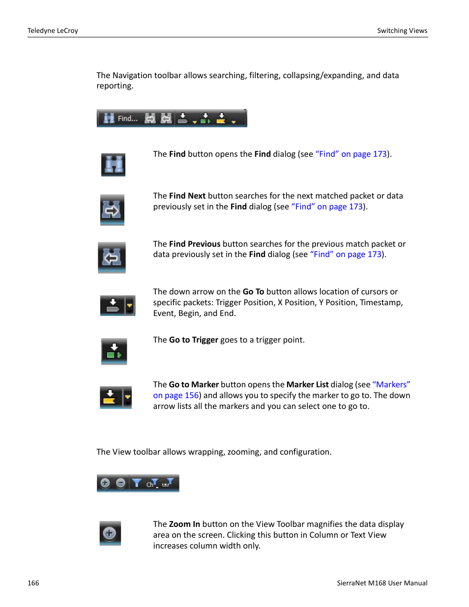 Navigation toolbar, View toolbar | Teledyne LeCroy SierraNet M168 User Manual Ver.1.50 User Manual | Page 168 / 248