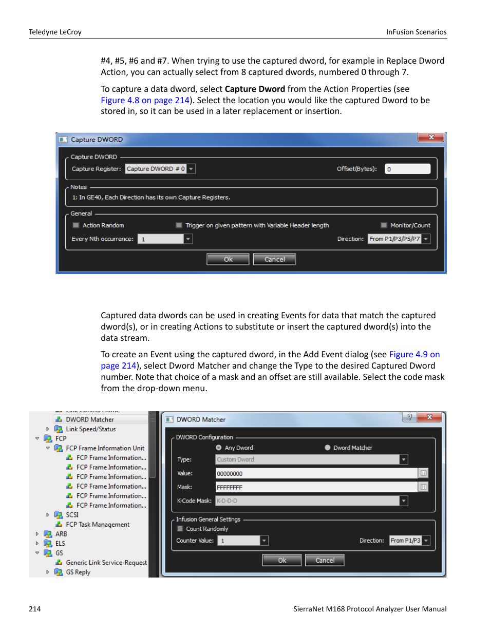 Using captured data dwords | Teledyne LeCroy SierraNet M168 User Manual Ver.1.50 User Manual | Page 216 / 248