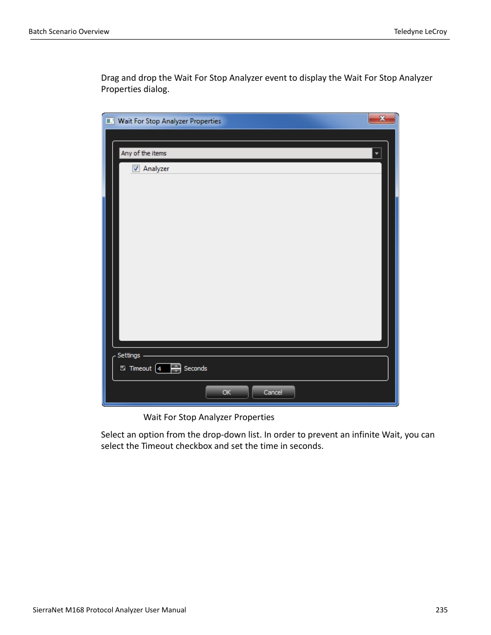Wait for stop analyzer | Teledyne LeCroy SierraNet M168 User Manual Ver.1.50 User Manual | Page 237 / 248