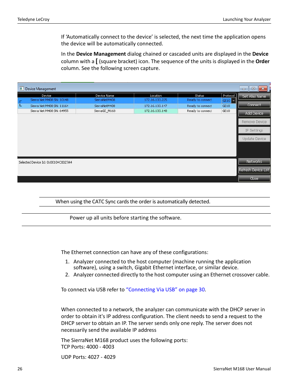 5 connecting via ethernet, Connecting to a network | Teledyne LeCroy SierraNet M168 User Manual Ver.1.50 User Manual | Page 28 / 248