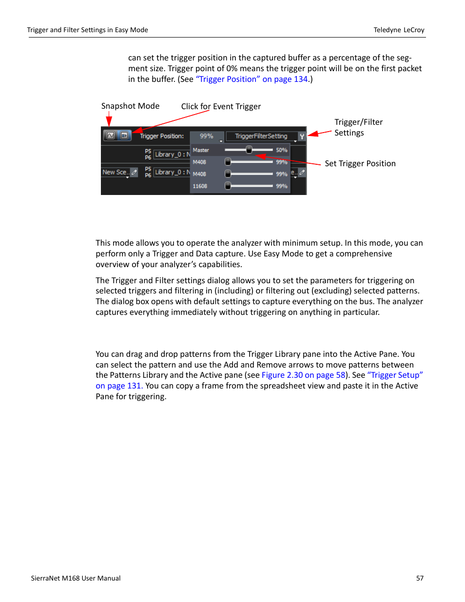 6 trigger and filter settings in easy mode, 1 trigger tab, Trigger | Trigger and filter settings | Teledyne LeCroy SierraNet M168 User Manual Ver.1.50 User Manual | Page 59 / 248