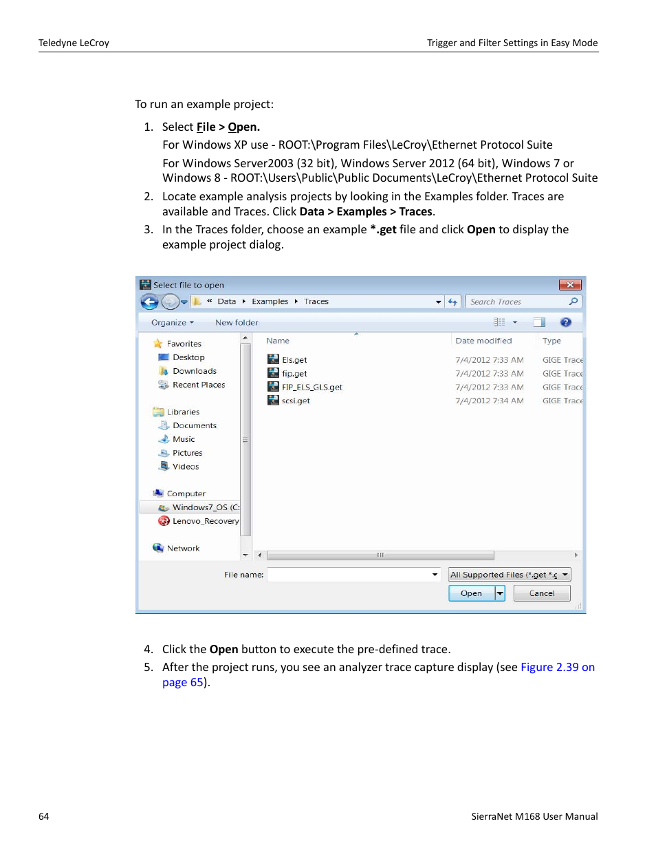 Run an example analysis project | Teledyne LeCroy SierraNet M168 User Manual Ver.1.50 User Manual | Page 66 / 248