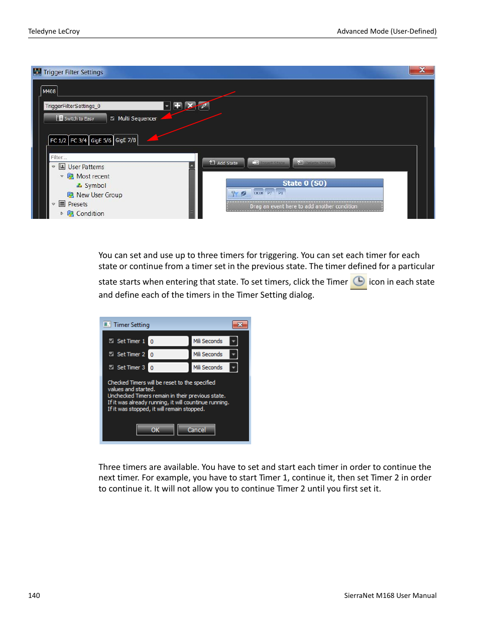 Set timers | Teledyne LeCroy SierraNet M168 User Manual Ver.1.40 User Manual | Page 142 / 228